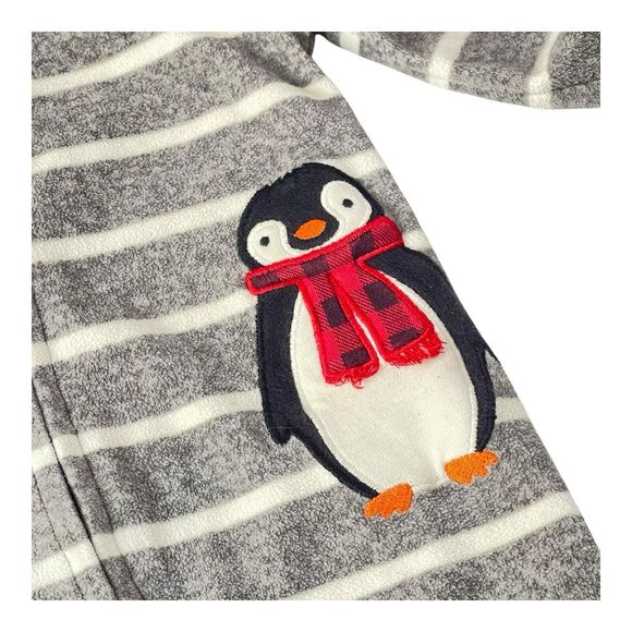 Carter One Piece Footie Pjs Pajamas Set Of 2 Pink Spotted Bear Gray Penguin - Picture 6 of 13